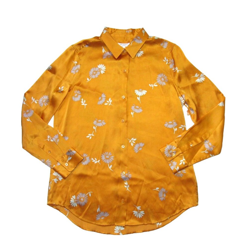 NWT Equipment Essential in Orangeraie Floral Satin Silk Button Down Shirt L $280 - Picture 2 of 8
